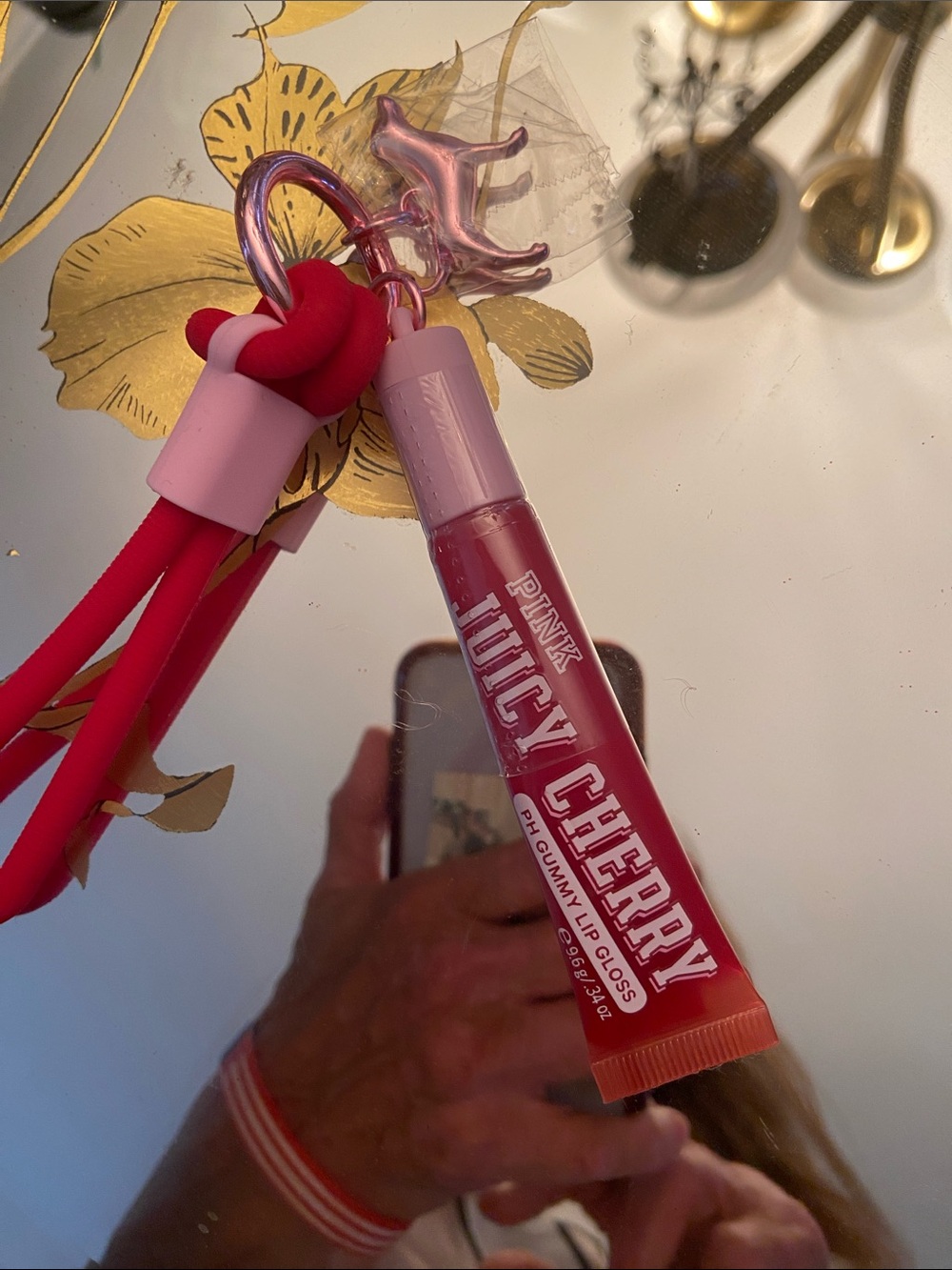 PINK Victoria's Secret Juicy Cherry Lip Gloss - Pink & Red